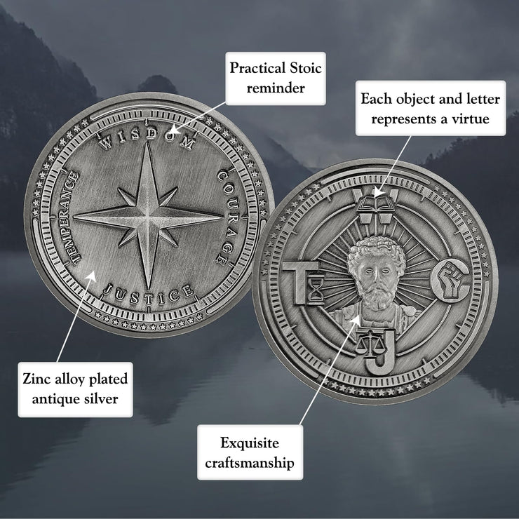 Cardinal virtues coin four virtues Stoic coin
