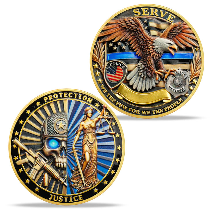 Police Challenge Coin Law Enforcement Service and Integrity Medallion