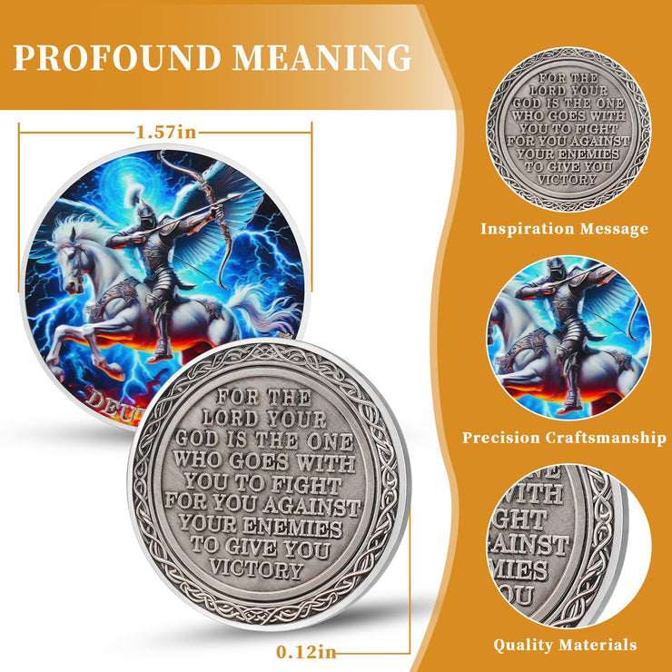 Archangel Warrior Victory Deuteronomy Christian Challenge Coin