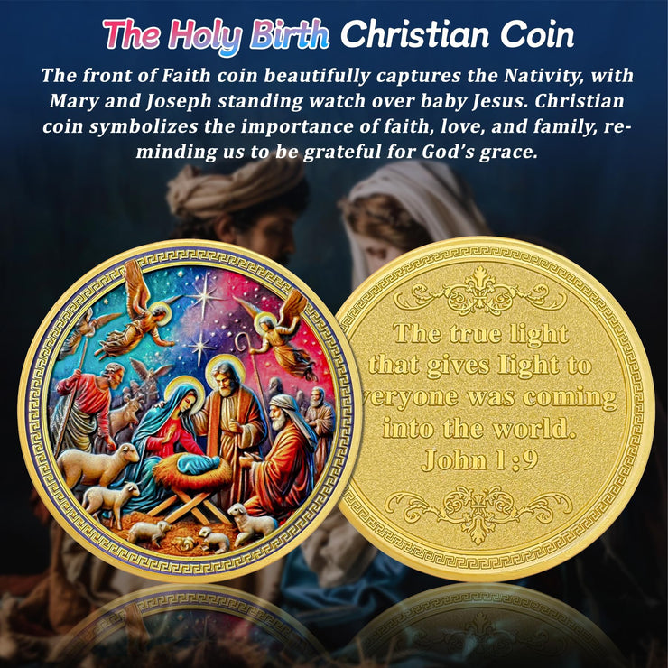 Jesus Birth Light of The World Christian Challenge Coin