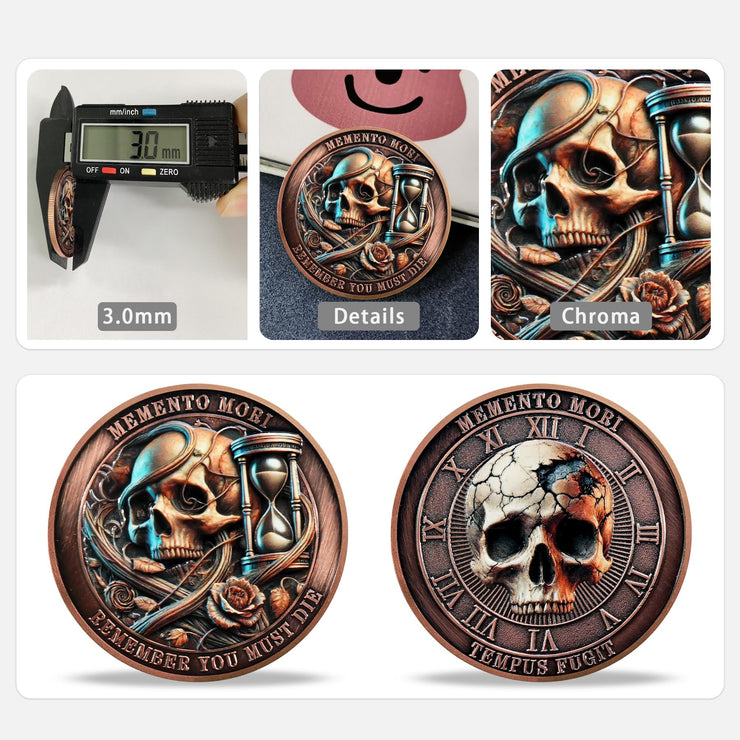 Tempus Fugit EDC Stoic Token Timeless Reminder of Life Memento Mori Coin