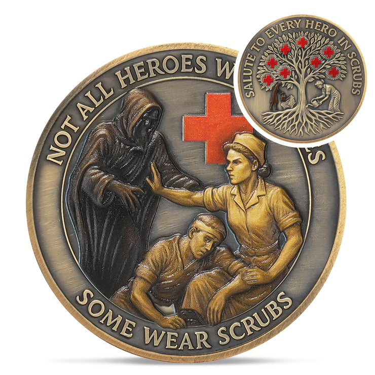 Guardian Angel Nurse EMT Tree of Life Nurses Prayer Challenge Coin