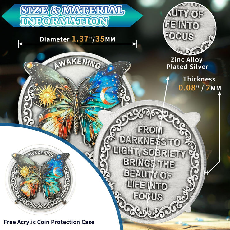 Original Darkness to Light Butterfly Sobriety Coin