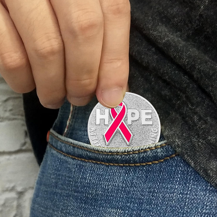 Pink Ribbon Breast Cancer Coin for Cancer Care Awareness Accessories