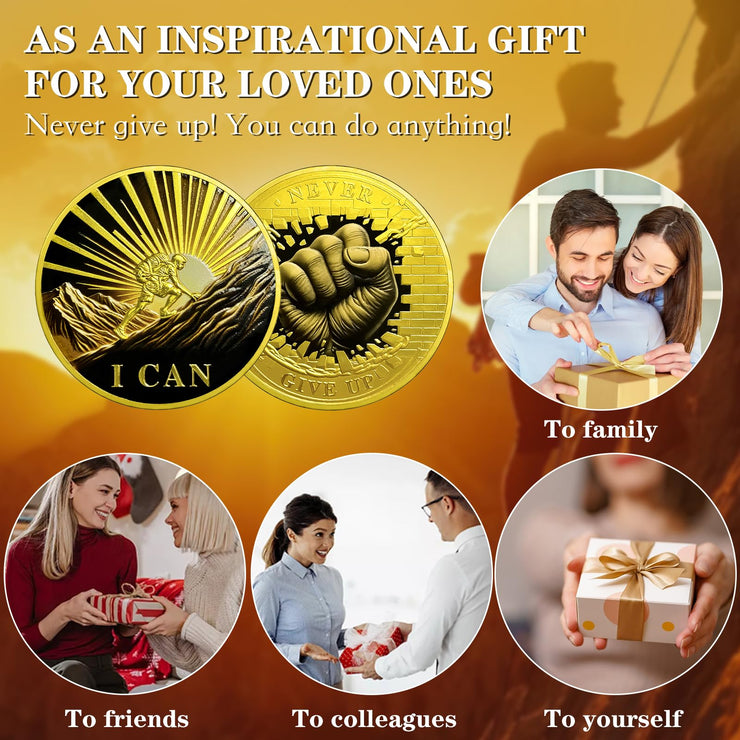 Inspirational Never Give Up Encouragement Challenge Coins