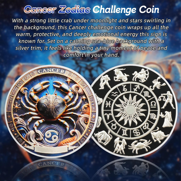 Cool Cancer 12 Zodiac Protective Talisman Challenge Coin