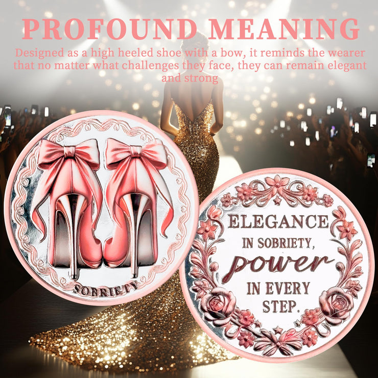Bow Tie & High Heels Affirmation Sobriety Coin