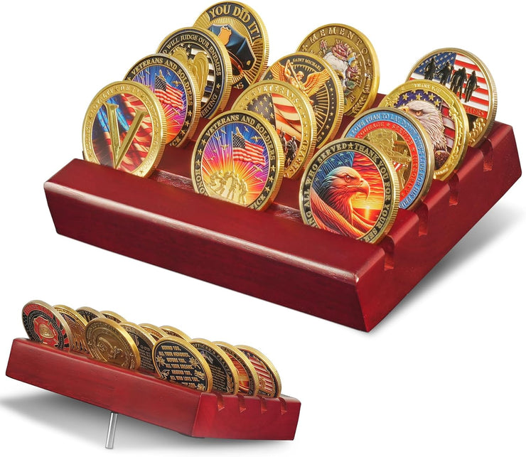 4 Rows Wooden Coin Display