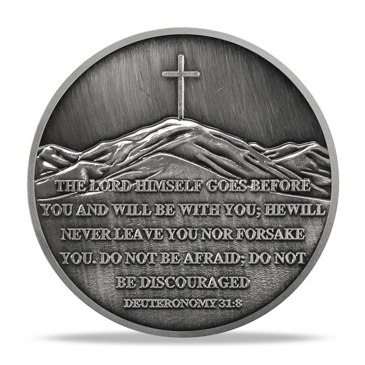 Mountain Trail Footprints Religious Coin