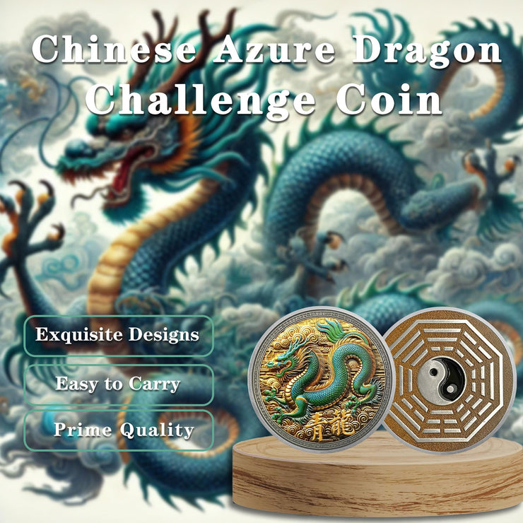 Eastern Mythology Chinese Azure Dragon Taichi Good Luck Coin