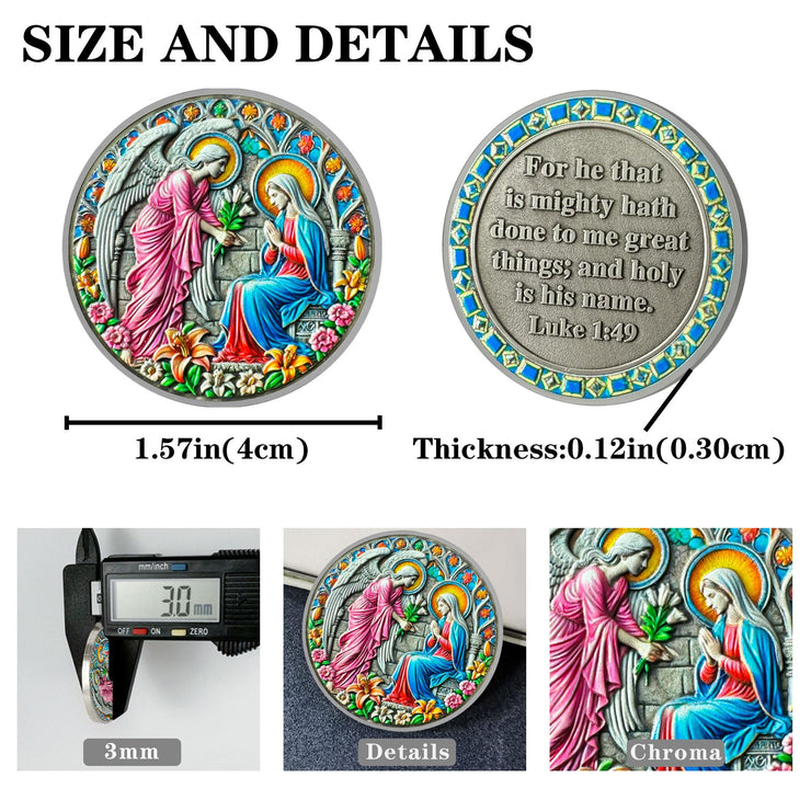 Inspirational Angel and Virgin Mary Annunciation Angel Religious Coin