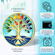 Personalized See-through Glass Rainbow Tree of Life Sobriety Coin