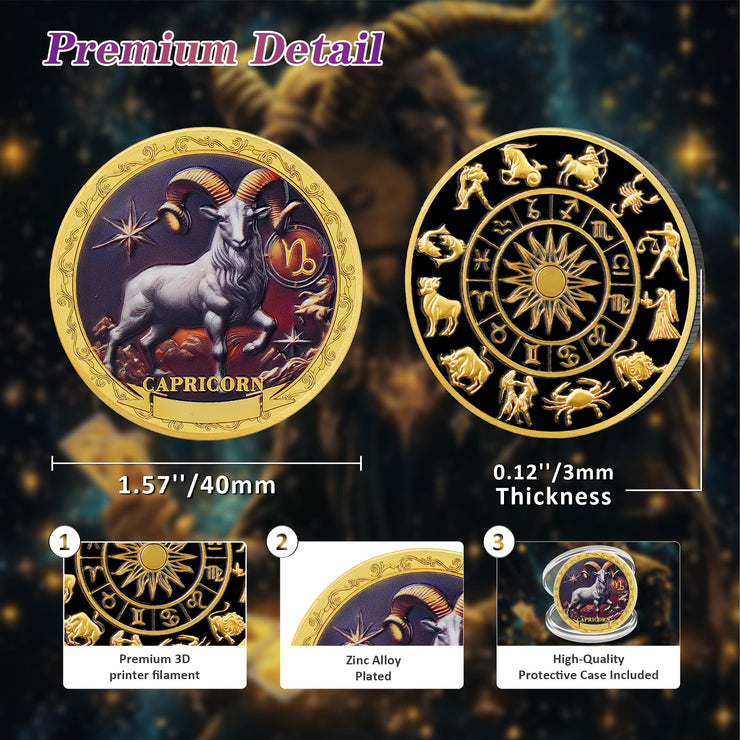 Capricorn 12 Zodiac Protective Talisman Challenge Coin