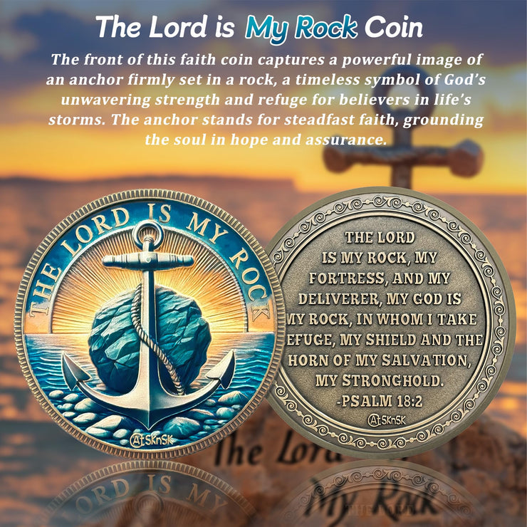 The Lord is My Rock Christian Challenge Coin