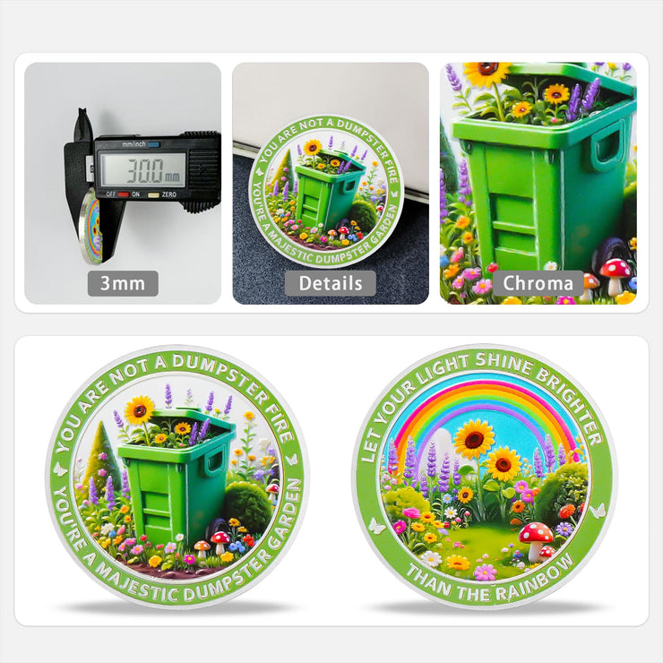Dumpster Garden Recovery Medallion with Rainbow Sobriety Coin