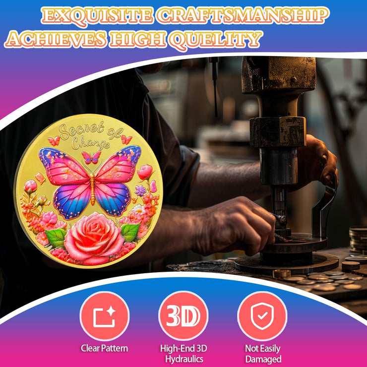 Exquisite Butterfly Secret of Change Sobriety Coin