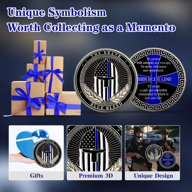 Law Enforcement Officers Thin Blue Line Police Challenge Coin