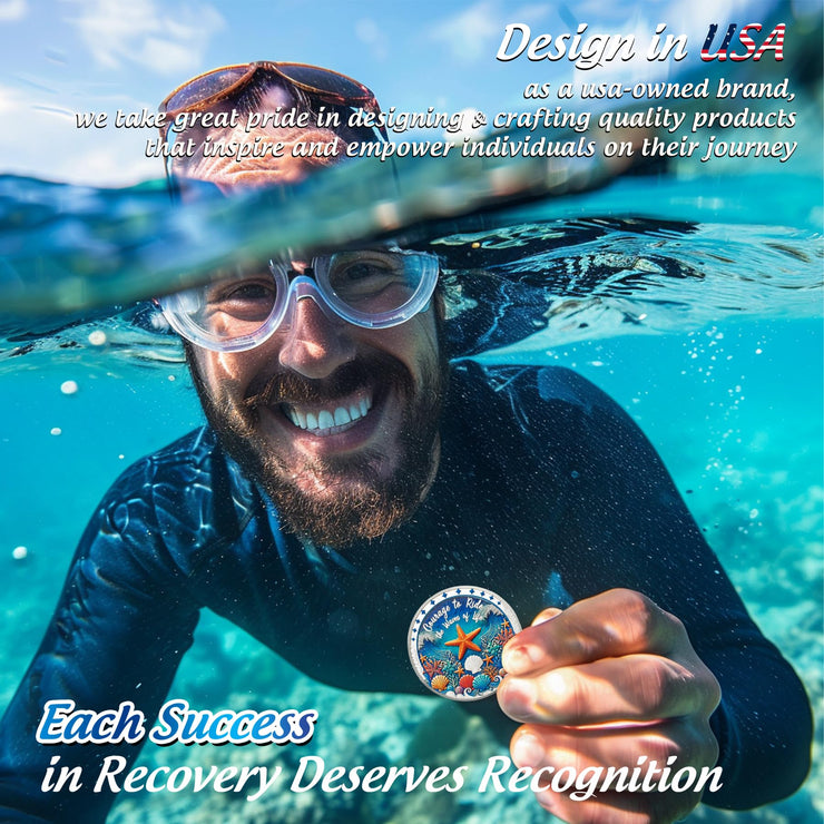 Unique Addiction Recovery Ocean Shells Sobriety Coin