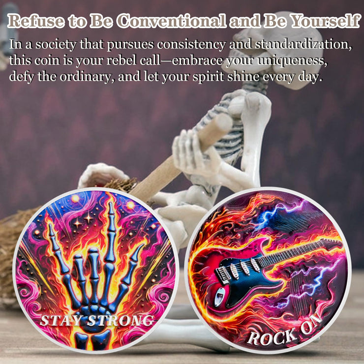 Rock Guitar Motivational Challenge Coin