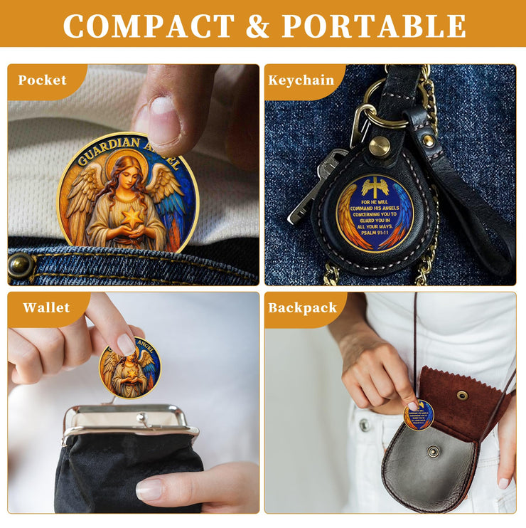 Guardian Angel Christian Challenge Coin – Psalm 91:11 Prayer Medallion