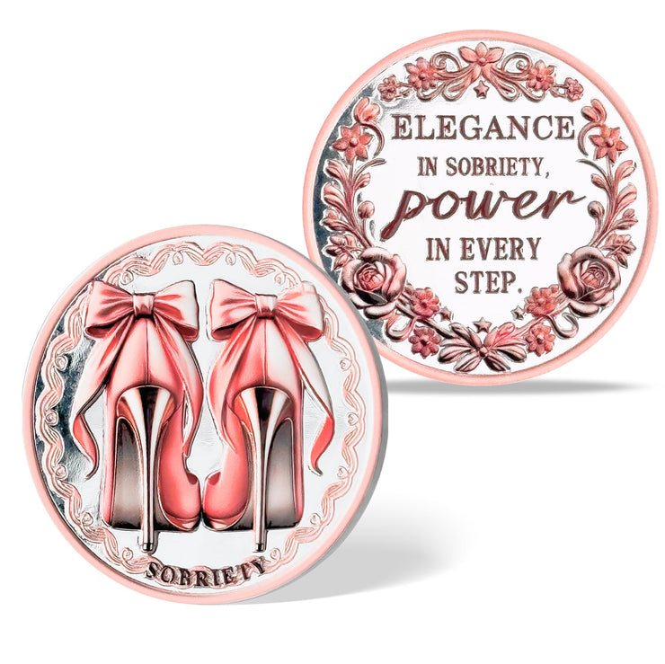 Bow Tie & High Heels Affirmation Sobriety Coin