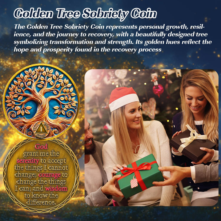 Personalized Recovery & Growth Tree of Life Sobriety Coin