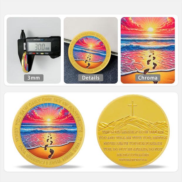 Seaside Footprints Religious Coin