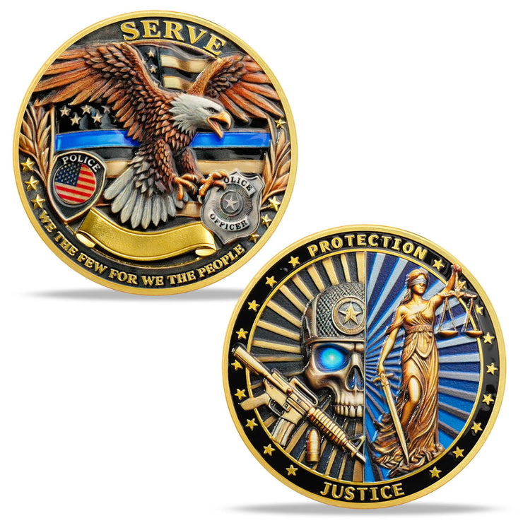 Skeletons and Goddess of Justice Police Challenge Coin