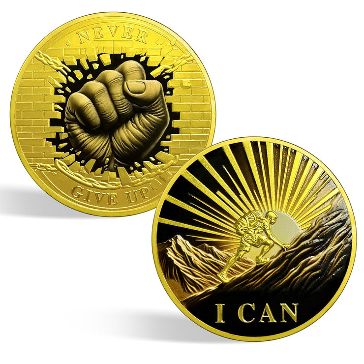 Inspirational Never Give Up Encouragement Challenge Coins