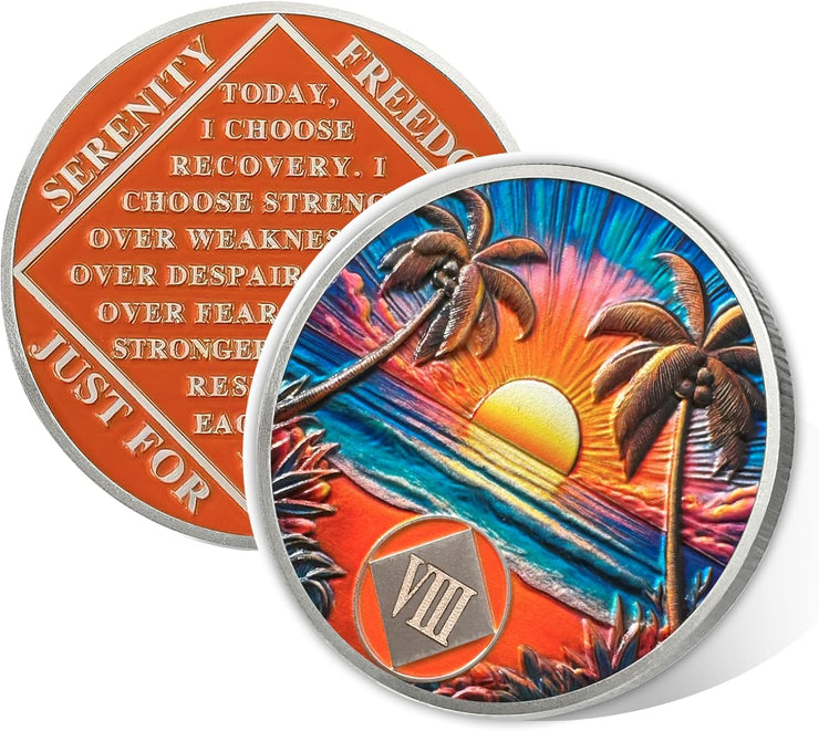 Personalized Beach Sunset Sobriety Coin
