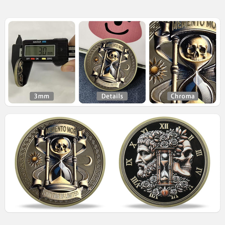 Daily Stoic Reminder Skull Challenge Memento Mori Coin