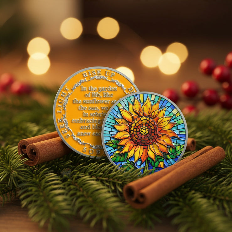 Sunflower Sobriety Coin