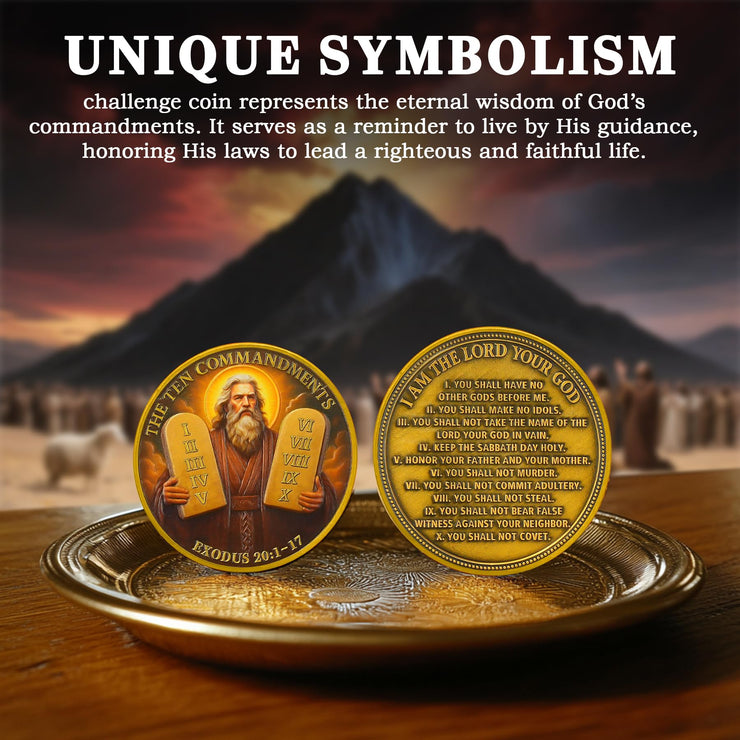 Ten Commandments Prayer  Challenge Coin