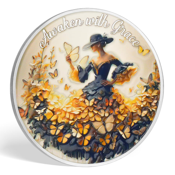Fall Leaves & Serenity Girl Autumn Sobriety Coin