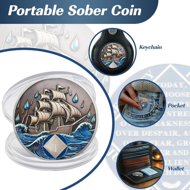 1-15 Year Addiction Recovery Braving The Storm Sobriety Coin