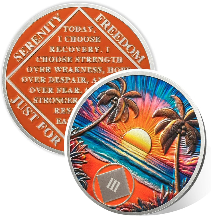 Personalized Beach Sunset Sobriety Coin