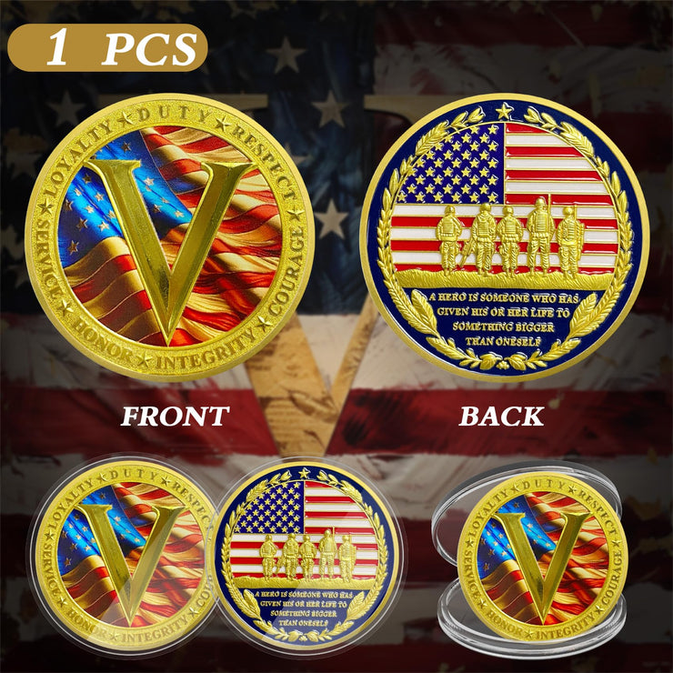 Proud Veterans Tribute Honor and Courage Military Commemorative Coin