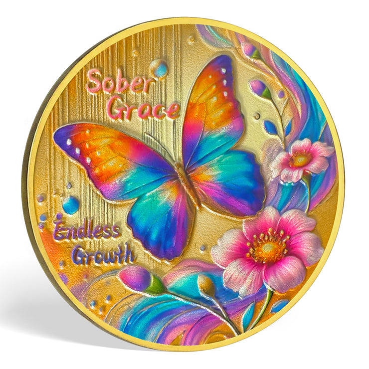 Butterfly Blossom Sobriety Coin