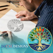 Personalized See-through Glass Rainbow Tree of Life Sobriety Coin