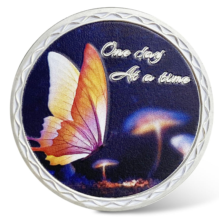 Butterfly Serenity Prayer Chips Addiction Sobriety Coin
