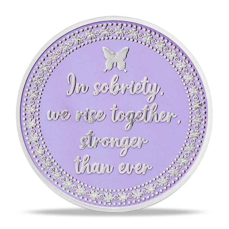 Inspirational Butterfly Recovery Token with Serenity Prayer Sobriety Coin