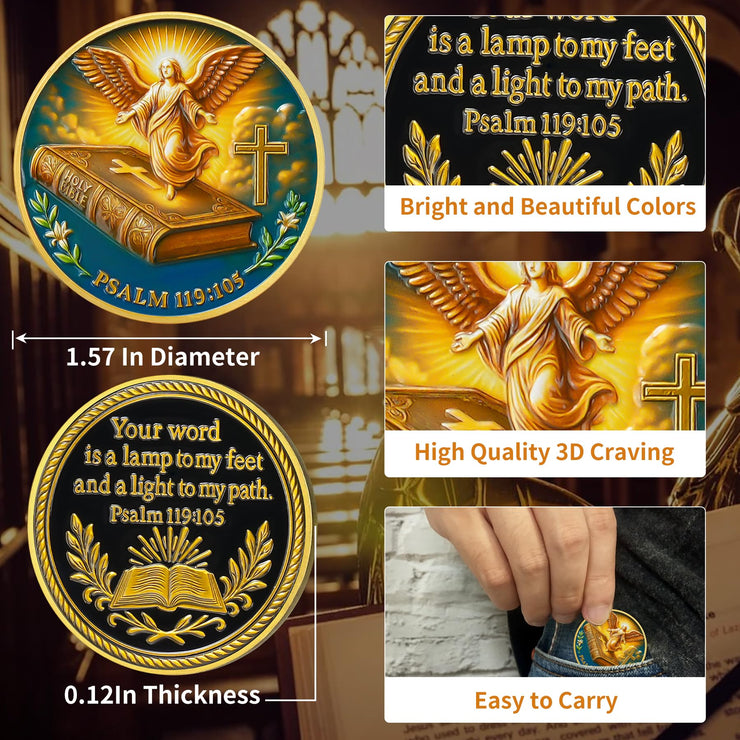 Flying Angels Religious Psalm 119:105 Challenge Coins
