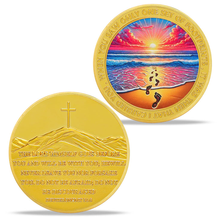 Seaside Footprints Religious Coin