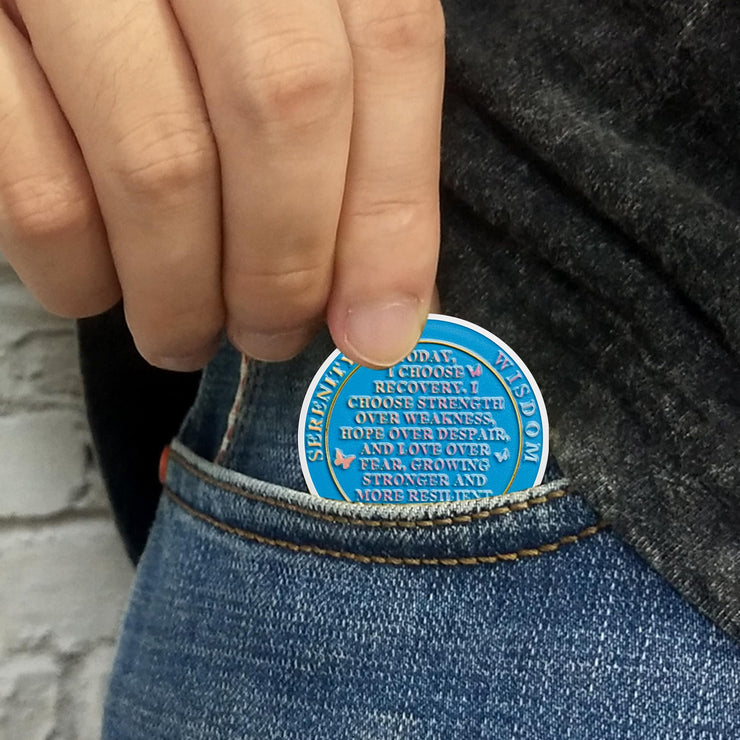 Starry Night Road Path to Renewal Sobriety Coin