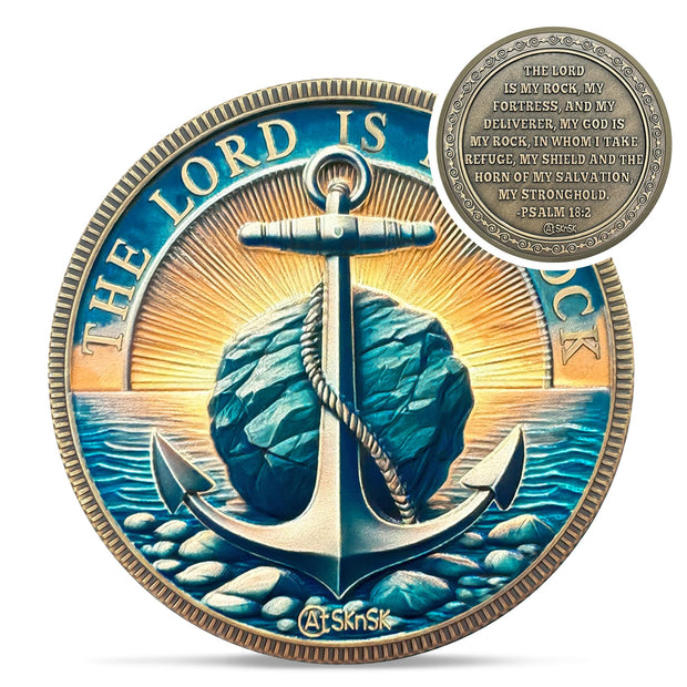 The Lord is My Rock Christian Challenge Coin