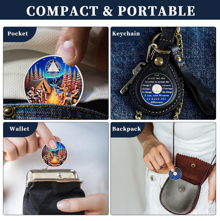 Personalized Camp Bonfire Sobriety Coin