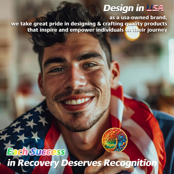 0-10 Year Artsy Oil Painting Recovery Addiction Tree of Life Sobriety Coin