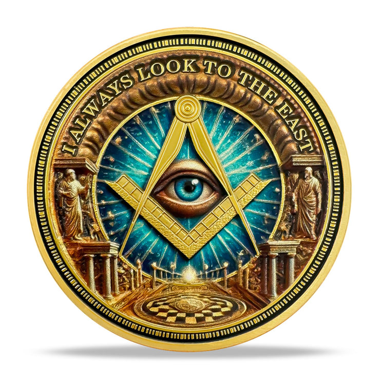 Gold & Blue Round Prayer Masonic Coins