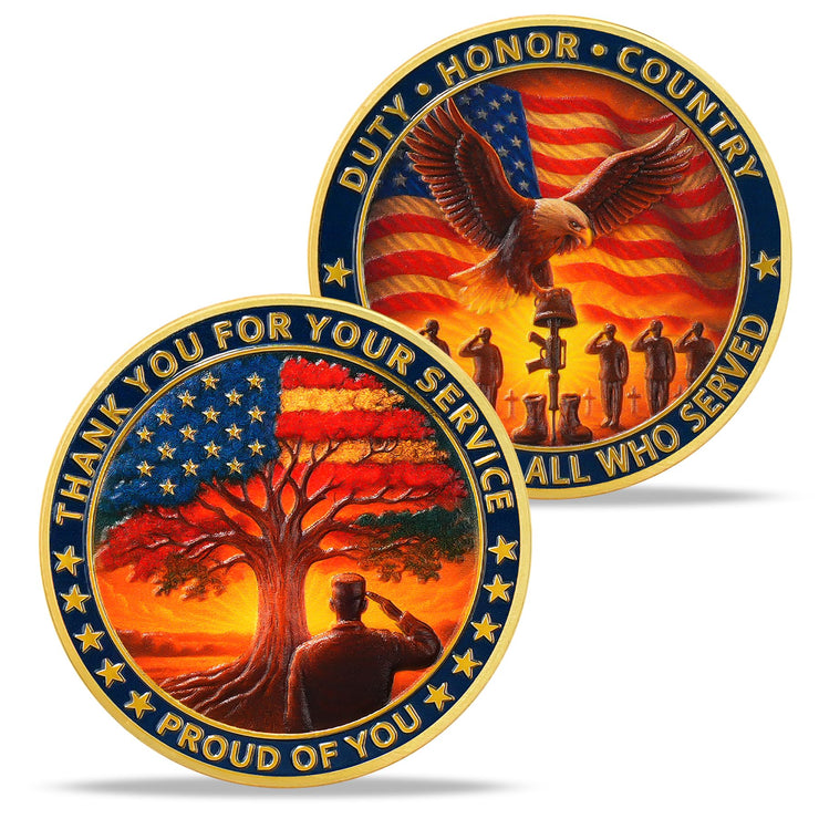 Thank You for Your Service & in Honor of All Who Served Military Veterans Challenge Coin