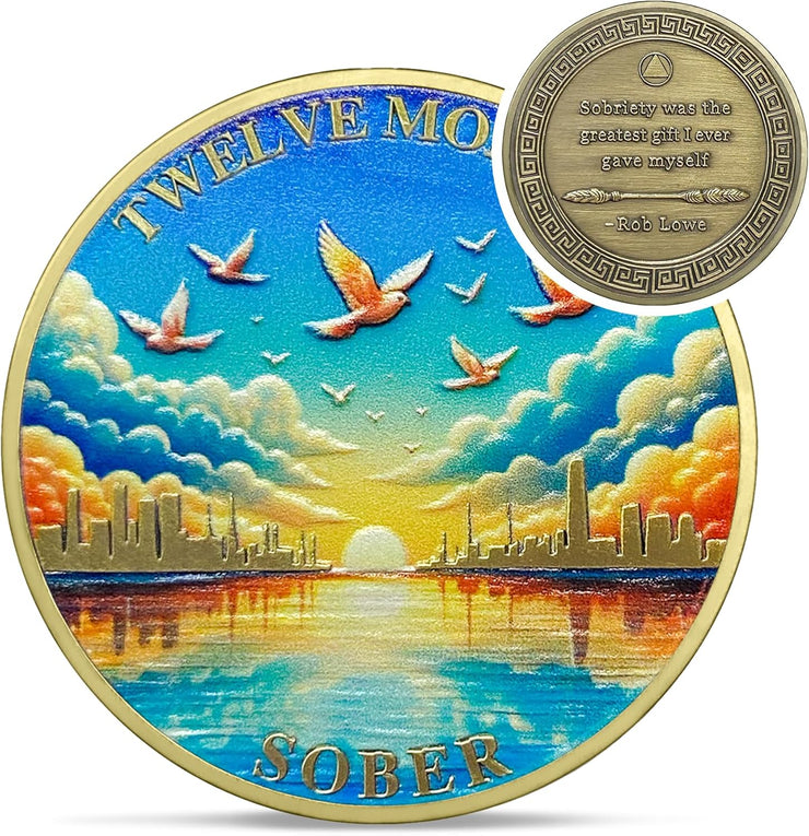 1-12 Months Recovery Addiction Celebrate Living Clean Sobriety Coin